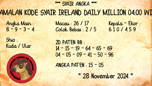 Prediksi Ireland Daily Million 04:00 WIB