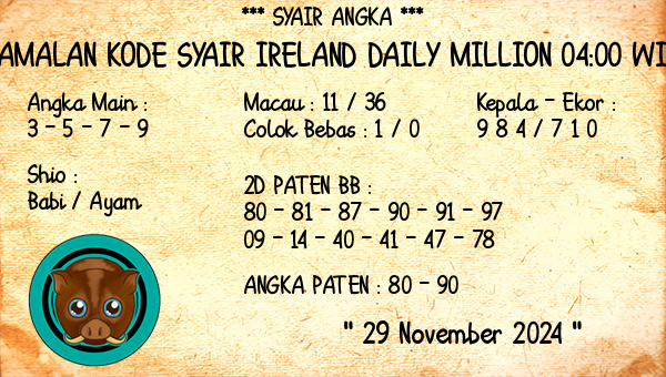 Prediksi Ireland Daily Million 04:00 WIB