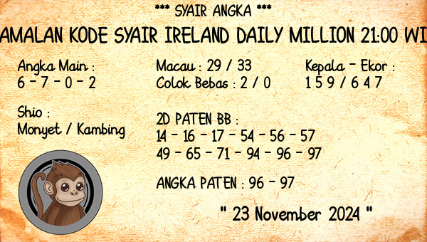 Prediksi Ireland Daily Million 21:00 WIB