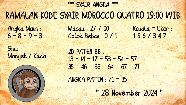 Prediksi Morocco Quatro 19:00 WIB