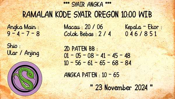 Prediksi Oregon 10:00 WIB