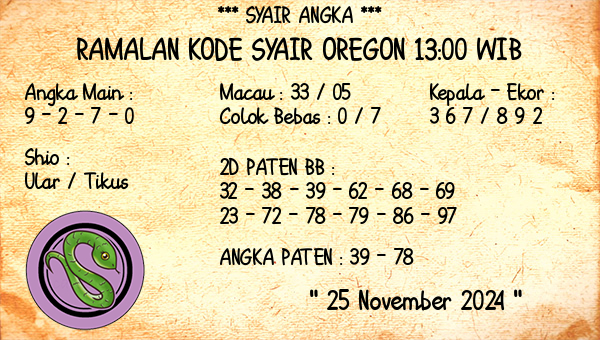 Prediksi Oregon 13:00 WIB