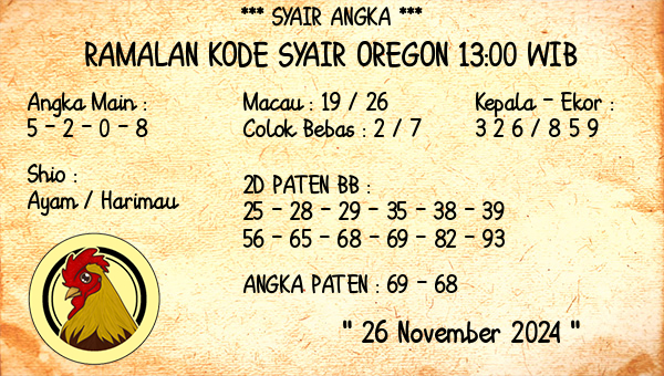 Prediksi Oregon 13:00 WIB