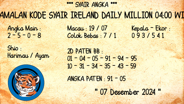 Prediksi Ireland Daily Million 04:00 WIB