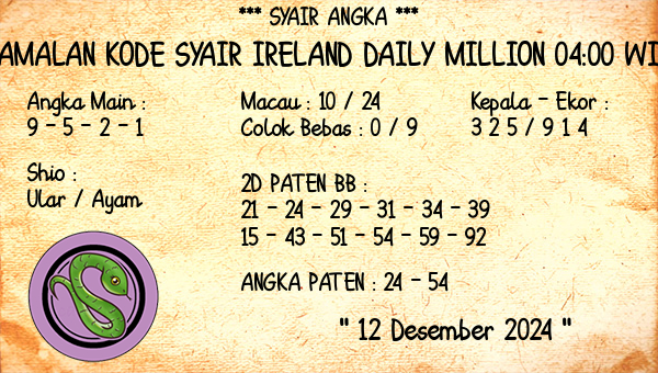 Prediksi Ireland Daily Million 04:00 WIB