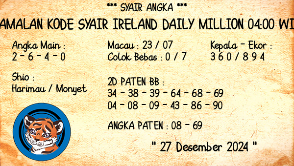 Prediksi Ireland Daily Million 04:00 WIB