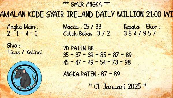 Prediksi Ireland Daily Million 21:00 WIB