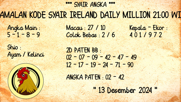 Prediksi Ireland Daily Million 21:00 WIB