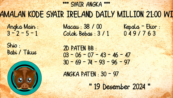 Prediksi Ireland Daily Million 21:00 WIB