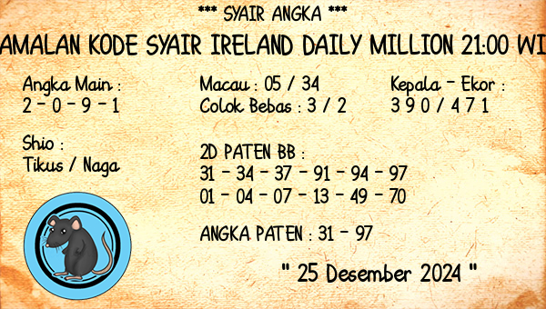 Prediksi Ireland Daily Million 21:00 WIB