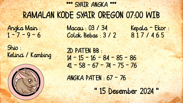 Prediksi Oregon 07:00 WIB