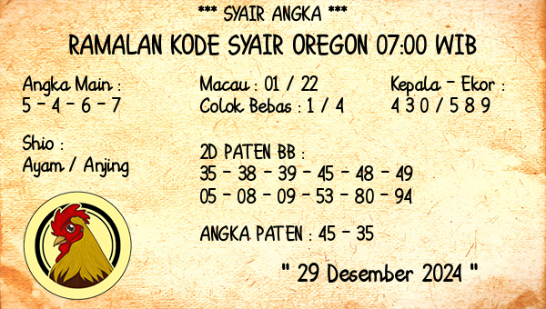 Prediksi Oregon 07:00 WIB