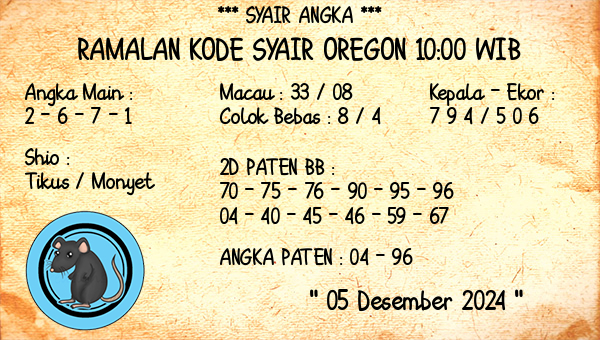 Prediksi Oregon 10:00 WIB