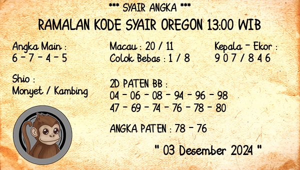 Prediksi Oregon 13:00 WIB