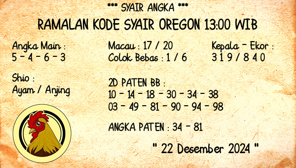 Prediksi Oregon 13:00 WIB