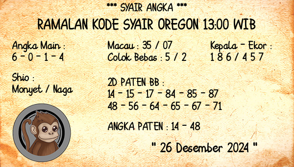 Prediksi Oregon 13:00 WIB