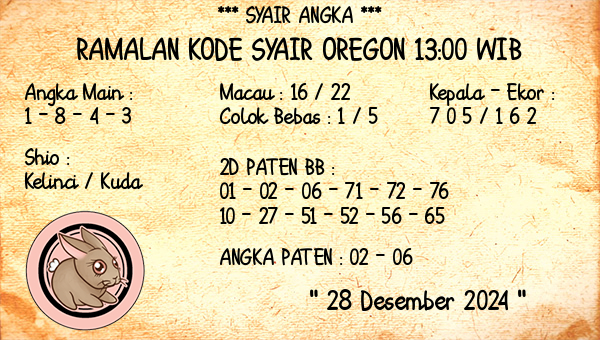 Prediksi Oregon 13:00 WIB