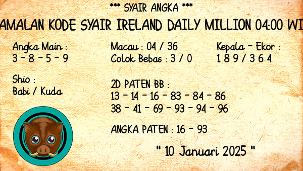 Prediksi Ireland Daily Million 04:00 WIB