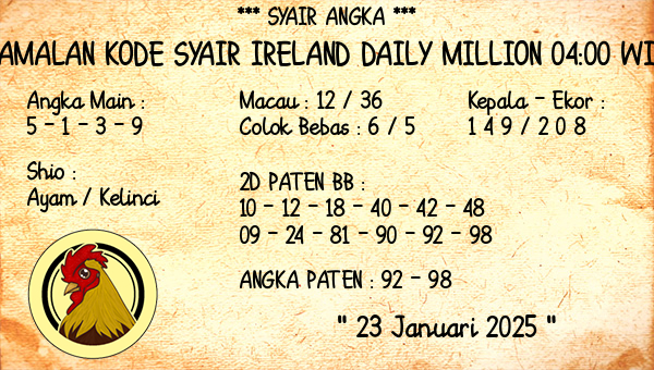 Prediksi Ireland Daily Million 04:00 WIB