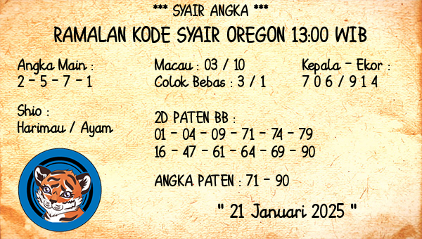 Prediksi Oregon 13:00 WIB